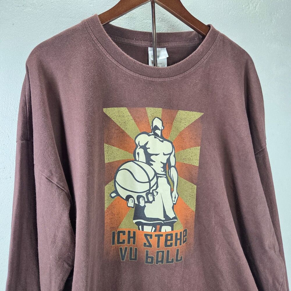 Vintage AND1 Germany Basketball Long Sleeve T Shirt Brown 3XL Y2K